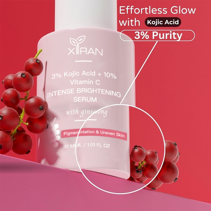 organic private label oem 3% kojic acid serum with 10% vitamin c whitening face serum